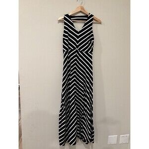 Talbots Women’s Size S Black & White Striped Maxi Dress Stretchy